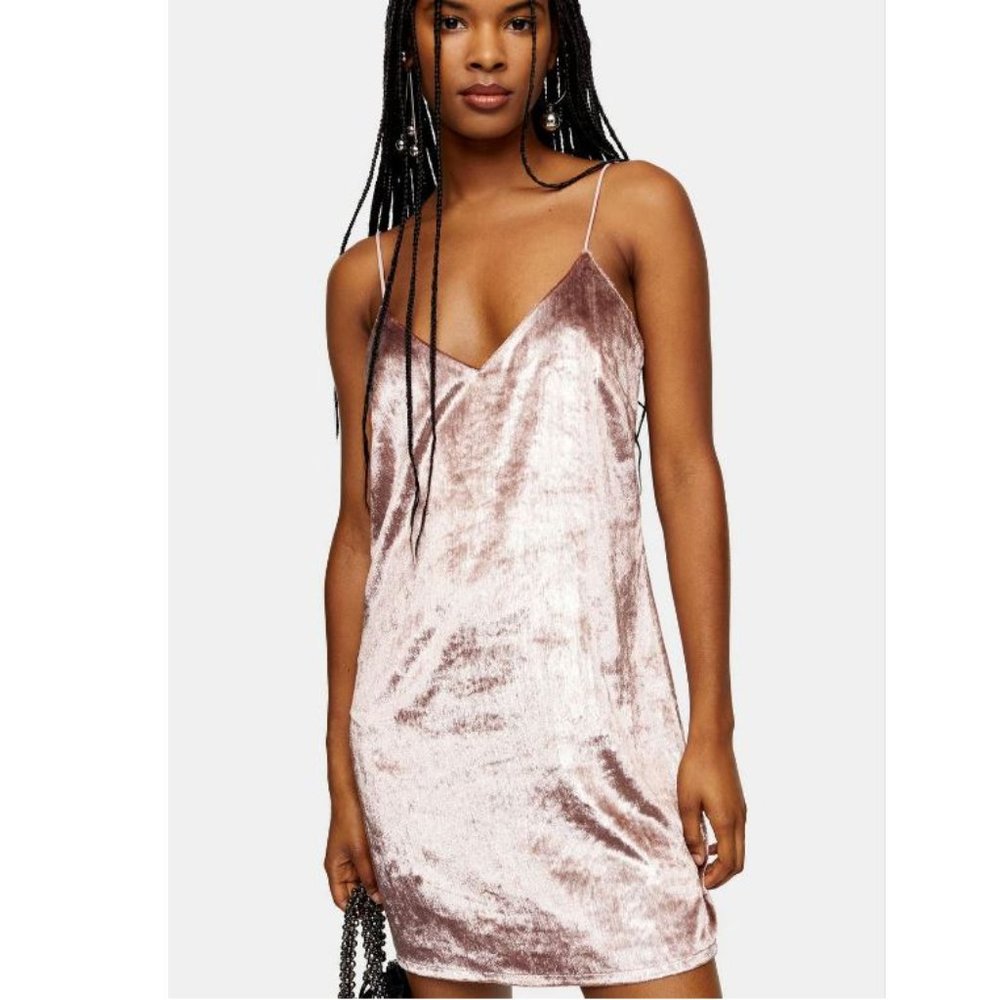 TOPSHOP NEW Glitter Velvet Mini Slip Dress